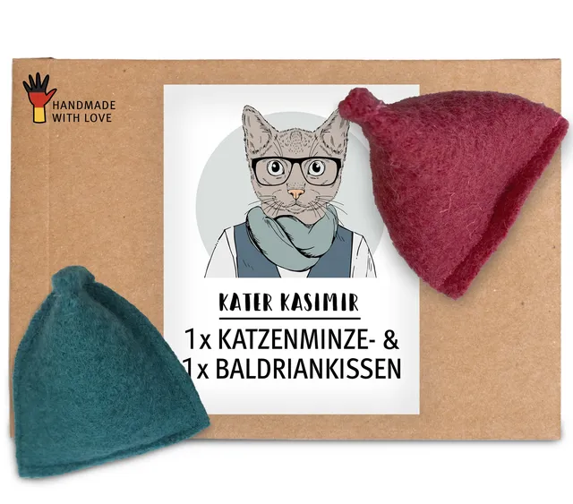 kater-kasimir-bio-baldrian-und-bio-katzenminze-kissen-spielkissen-2er-set image 1