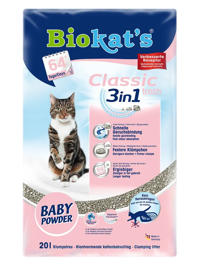 biokat-s-classic-fresh-3in1-babypuderduft-klumpstreu-20-l image 1