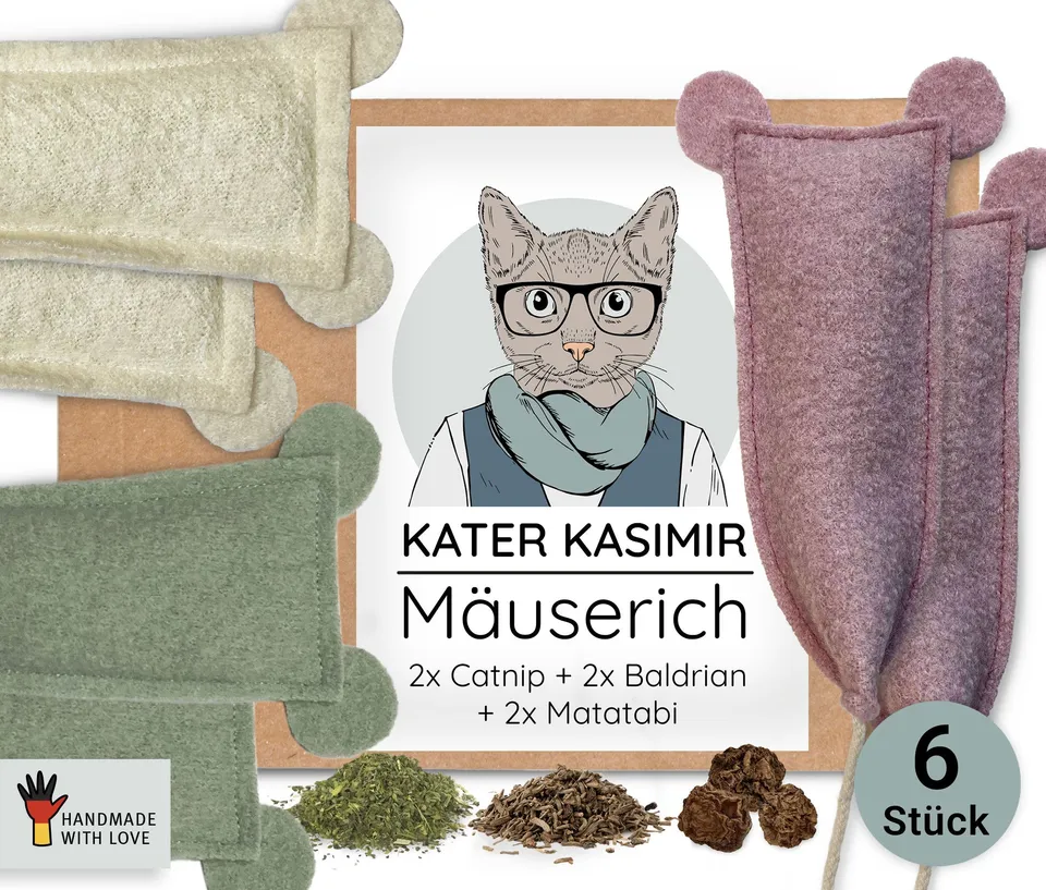 kater-kasimir-m-userich-6er-set-spielmaus-mit-katzenminze-baldrian-matatabi image 1