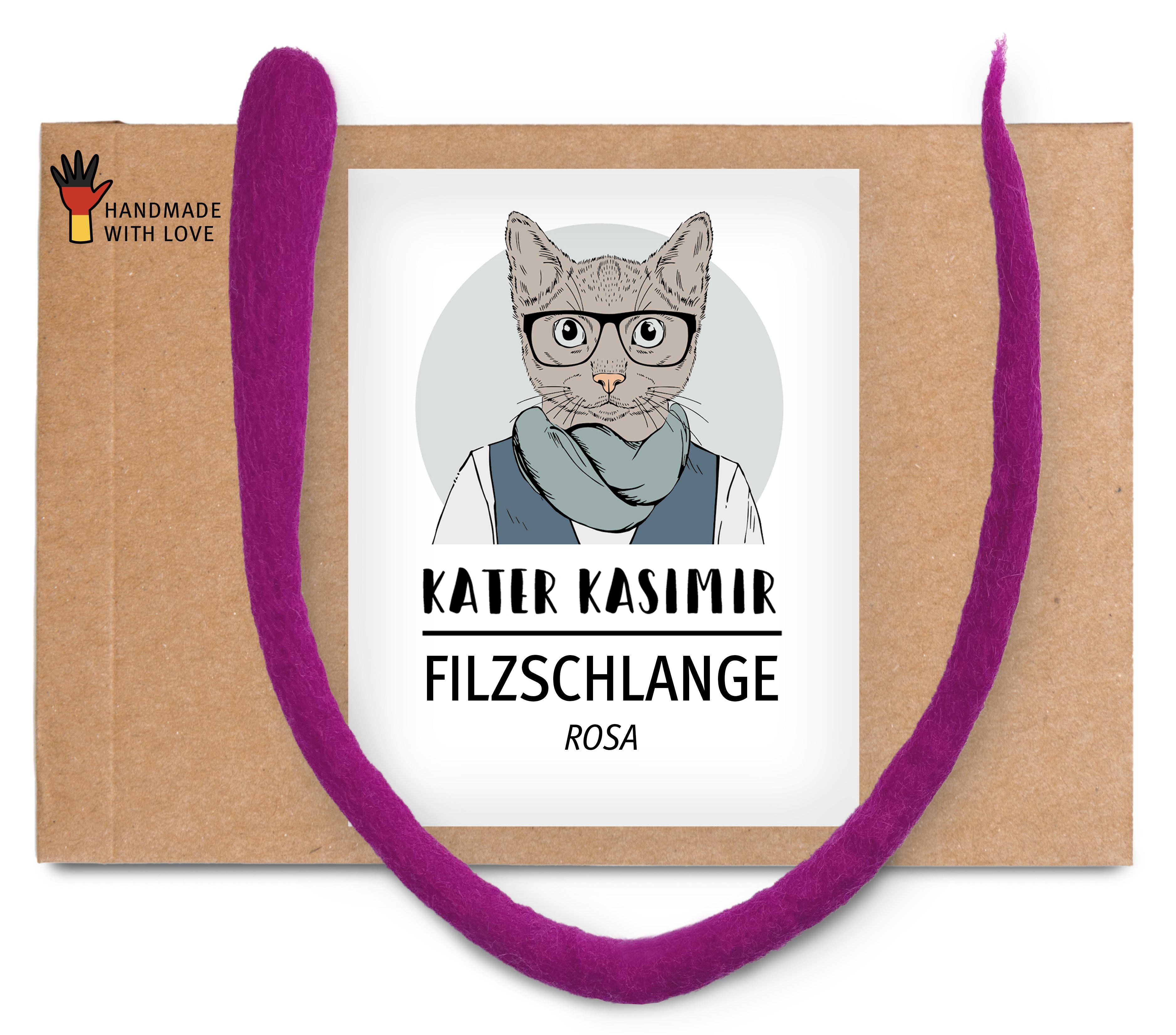 kater-kasimir-filzschlange-handgerollt-pink-aus-schafwolle image 1
