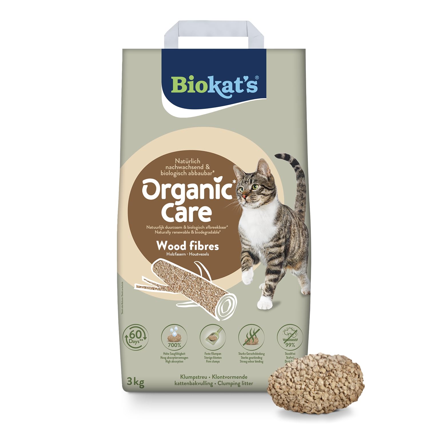 biokat-s-organic-care-wood-fibres-klumpstreu-aus-pflanzenfasern-3-kg image 1