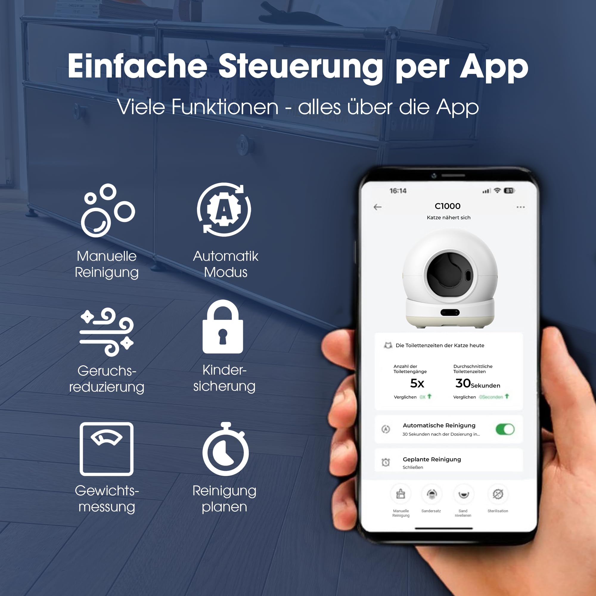 biokat-s-c1000-automatisches-katzenklo-selbstreinigend-82-l-xxl-mit-app image 6