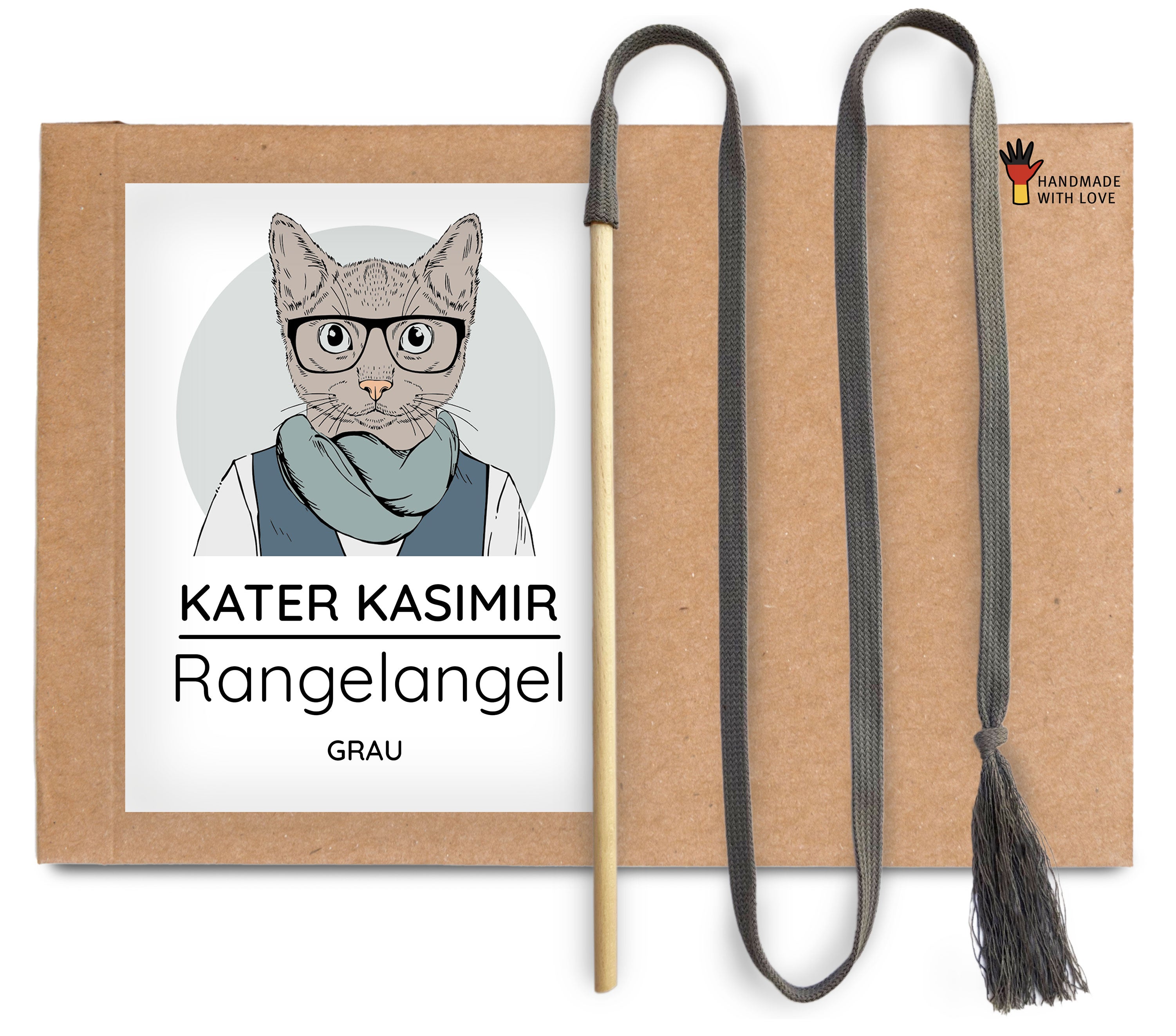 kater-kasimir-rangelangel-grau-mit-buchenstab-und-baumwollband image 1