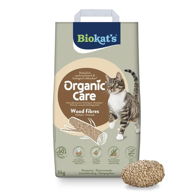 biokat-s-organic-care-wood-fibres-klumpstreu-aus-pflanzenfasern-3-kg image 1