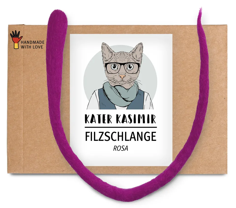 kater-kasimir-filzschlange-handgerollt-pink-aus-schafwolle image 1