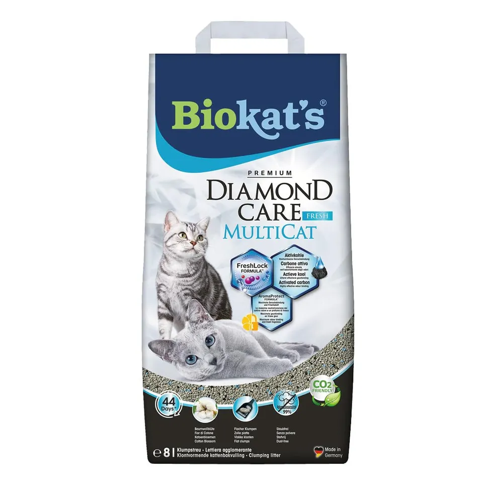 biokat-s-diamond-care-multicat-fresh-klumpstreu-8-l-mit-aktivkohle image 1